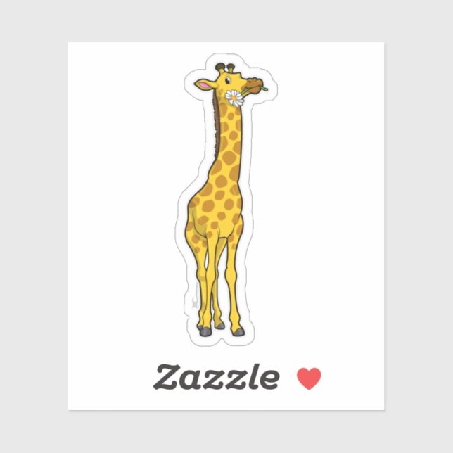 Giraffe mit Daisy Aufkleber (Blatt)