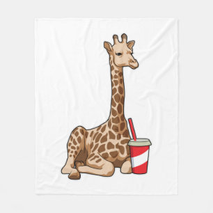 Giraffe mit Drink Fleecedecke
