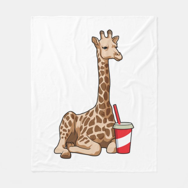 Giraffe mit Drink Fleecedecke (Vorderseite)