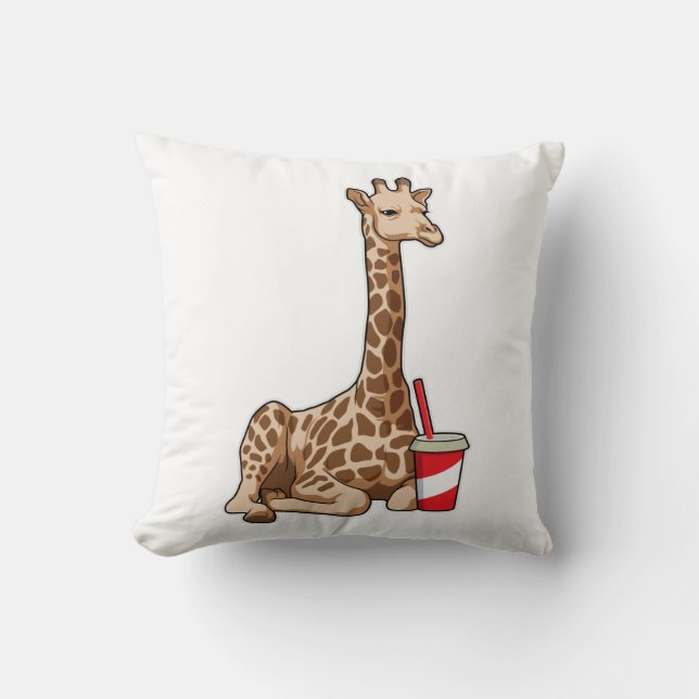Giraffe mit Drink Kissen (Vorderseite)