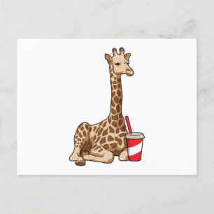 Giraffe mit Drink Postkarte