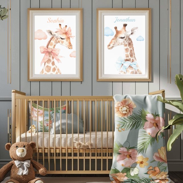 Giraffe mit einem Blue Ribbon Baby Boy Kinderzimme Poster (Von Creator hochgeladen)