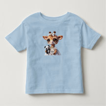 Giraffe mit einem Panda