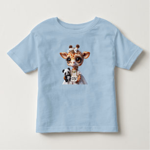 Giraffe mit einem Panda Kleinkind T-shirt