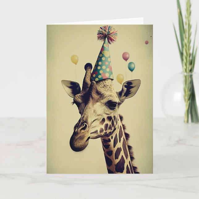 Giraffe mit eingeklappter Grußkarte aus Party Dankeskarte (Vorderseite)