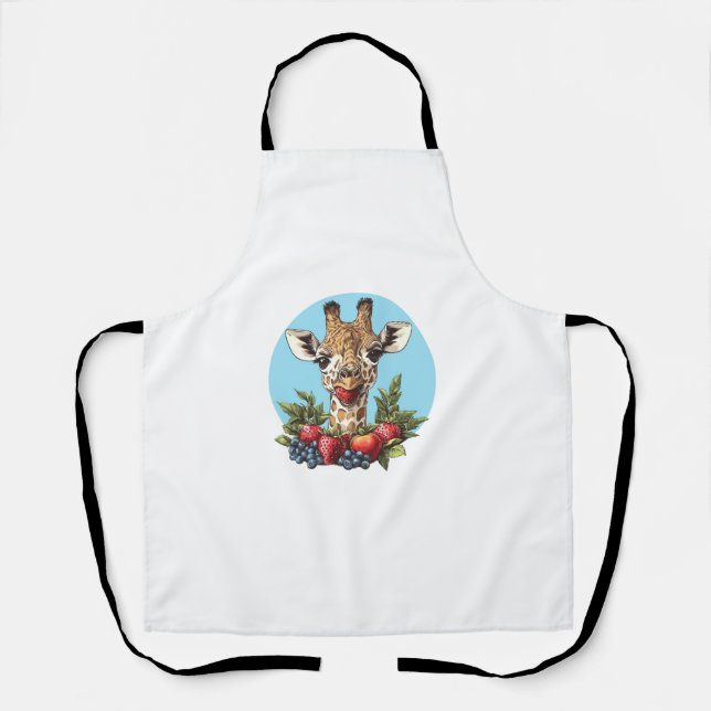 Giraffe mit Erdbeeren Blaubeeren Äpfel Schürze (Vorderseite)