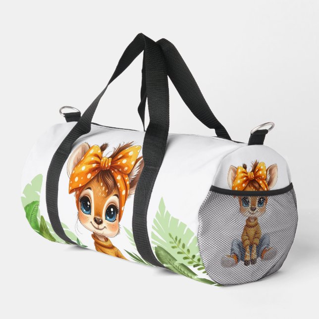 Giraffe mit gepunkteter Schleife Dschungel Duffle Bag (Rechte Ecke)
