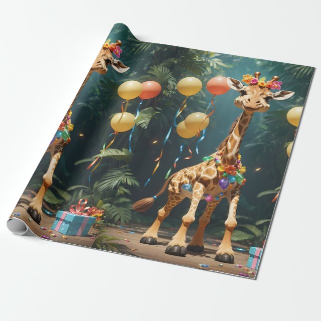Giraffe mit Geschenken lachen | Schleifpapier Geschenkpapier (Ungerollt)