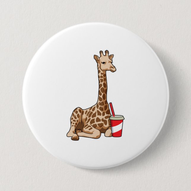 Giraffe mit Getränk Button (Vorderseite)