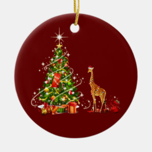Giraffe mit Hat LIGHTS Weihnachten Keramik Ornament