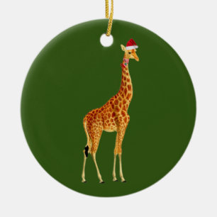 Giraffe mit Hat Scaft Weihnachten Keramik Ornament