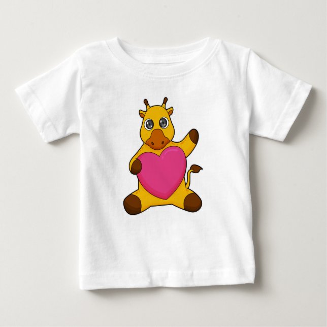Giraffe mit Herz Baby T-shirt (Vorderseite)