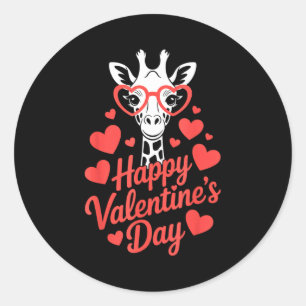 Giraffe mit Herz feiert Gles Liebesfeier Valentins Runder Aufkleber