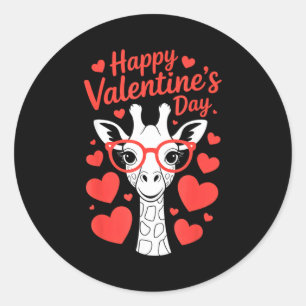 Giraffe mit Herz feiert Valentinstag Runder Aufkleber