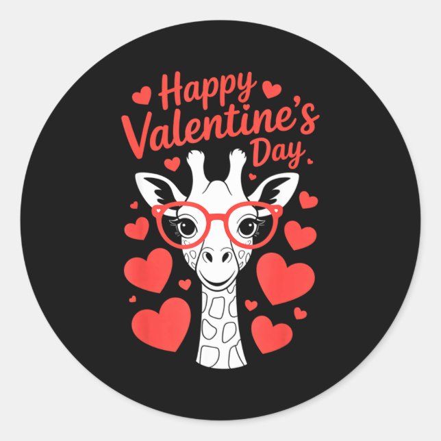 Giraffe mit Herz feiert Valentinstag Runder Aufkleber (Vorderseite)