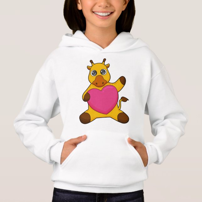 Giraffe mit Herz Hoodie (Vorderseite)