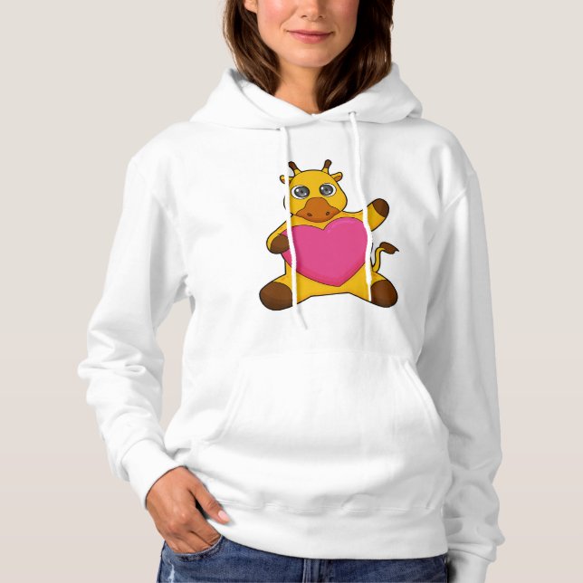 Giraffe mit Herz Hoodie (Vorderseite)