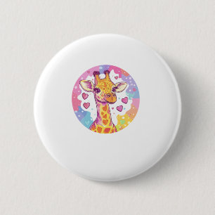 Giraffe mit Herzen Adorable farbenfrohe Liebe Button