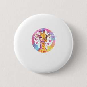 Giraffe mit Herzen Adorable farbenfrohe Liebe Button