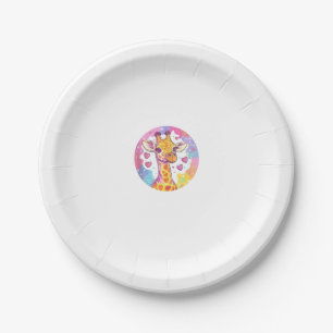 Giraffe mit Herzen Adorable farbenfrohe Liebe Pappteller