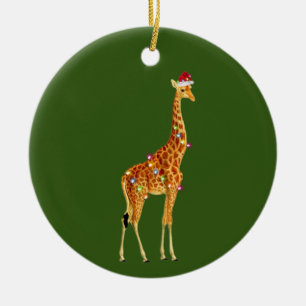 GIRAFFE mit Hutlicht Weihnachten Keramik Ornament