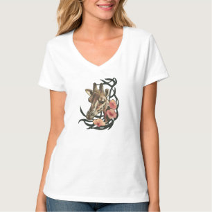 Giraffe mit kleinen Blume T-Shirt
