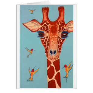 Giraffe mit Kolibris