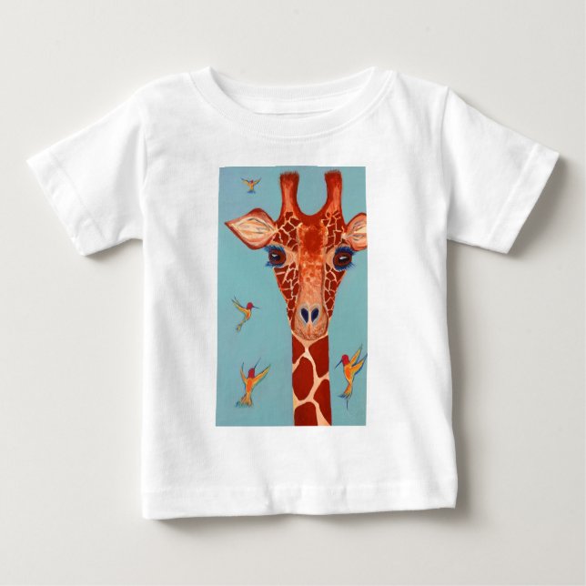Giraffe mit Kolibris Baby T-shirt (Vorderseite)