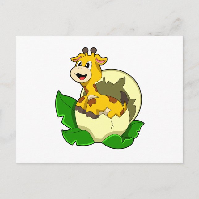 Giraffe mit Leaf & Egg Postkarte (Vorderseite)