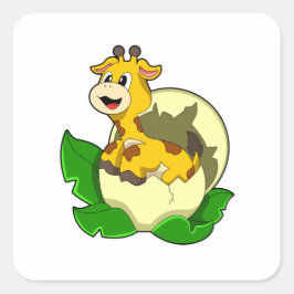 Giraffe mit Leaf & Egg Quadratischer Aufkleber