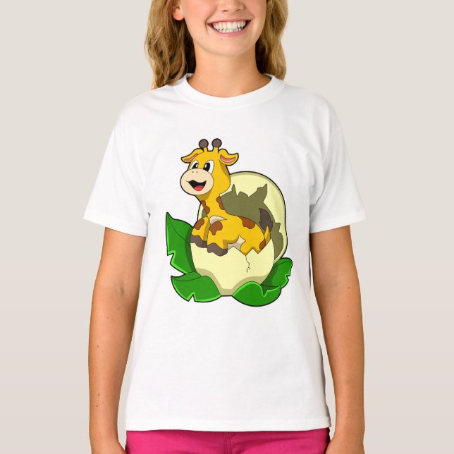 Giraffe mit Leaf & Egg T-Shirt (Vorderseite)