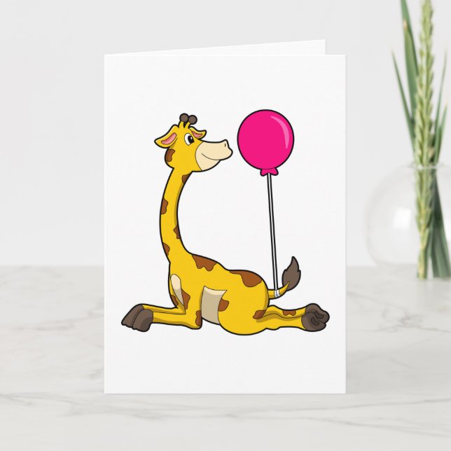 Giraffe mit Luftballon Karte (Vorderseite)