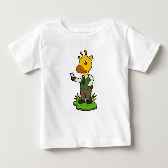 Giraffe mit Mobile Baby T-shirt (Vorderseite)