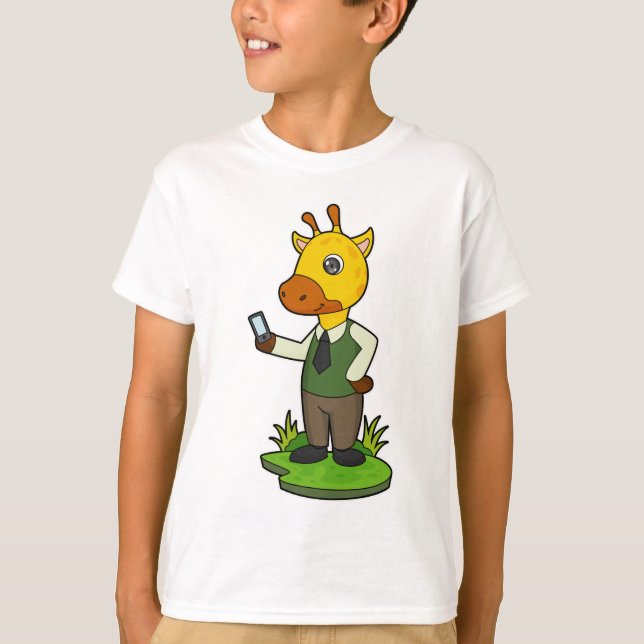 Giraffe mit Mobile T-Shirt (Vorderseite)