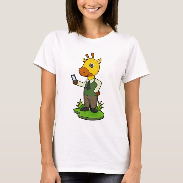 Giraffe mit Mobile T-Shirt (Vorderseite)