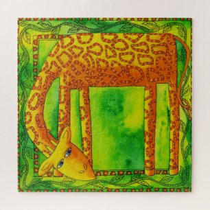 Giraffe mit Muster Wasserfarben-Illustration Puzzle