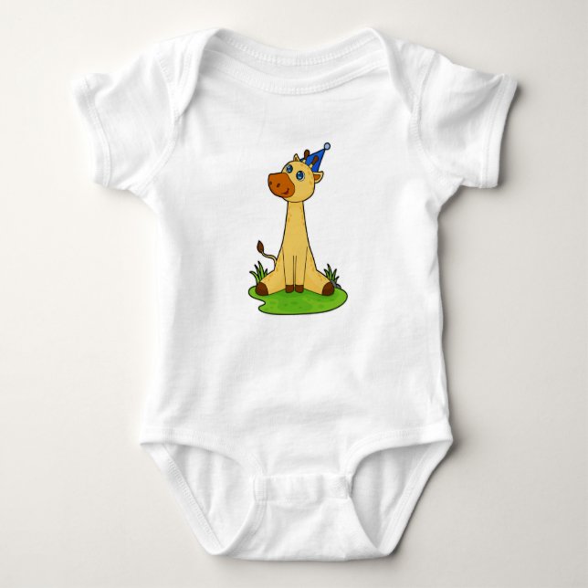 Giraffe mit Party-Hut Baby Strampler (Vorderseite)
