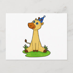 Giraffe mit Party-Hut Postkarte