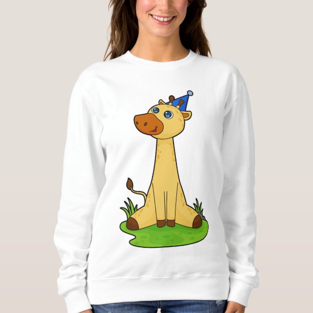 Giraffe mit Party-Hut Sweatshirt (Vorderseite)