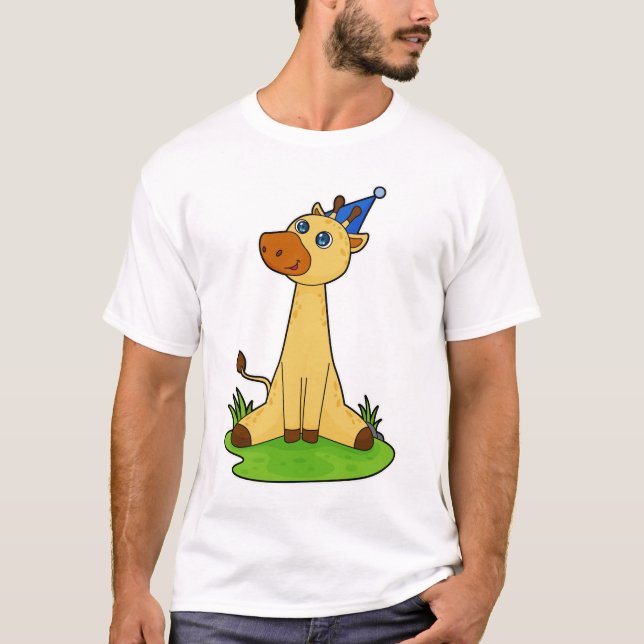 Giraffe mit Party-Hut T-Shirt (Vorderseite)