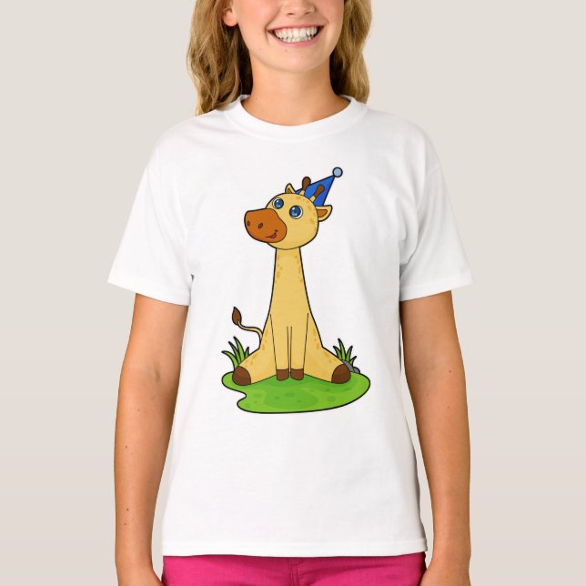 Giraffe mit Party-Hut T-Shirt (Vorderseite)