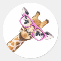 Giraffe mit Pink-Brille-Aufkleber