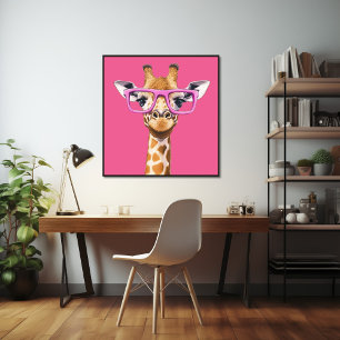 Giraffe mit Pink Glasses Poster