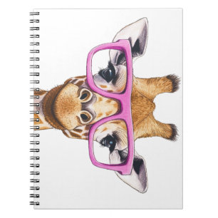 Giraffe mit Pink Glasses Spiral Foto Notebook Notizblock