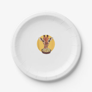 Giraffe mit Popcorn Cartoon Tier Humor  Pappteller