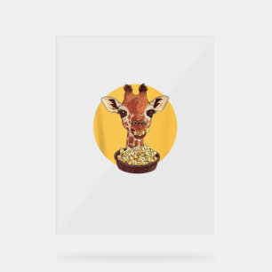 Giraffe mit Popcorn-Cartoon Tierischer Spaß Acrylschild