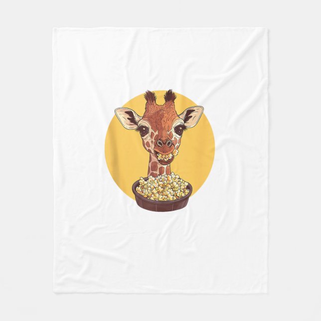 Giraffe mit Popcorn-Cartoon Tierischer Spaß Fleecedecke (Vorderseite)