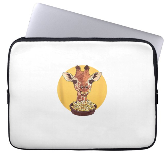 Giraffe mit Popcorn-Cartoon Tierischer Spaß Laptopschutzhülle (Vorderseite)