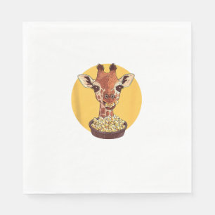 Giraffe mit Popcorn-Cartoon Tierischer Spaß Serviette