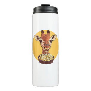 Giraffe mit Popcorn-Cartoon Tierischer Spaß Thermosbecher